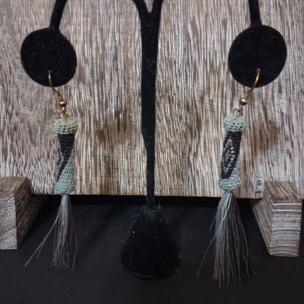 Southwestern Style Woven Horsehair Dangle Earrings